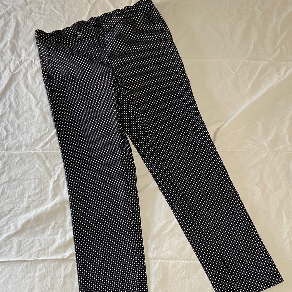Rafaella Pull On Black Checked Stretch Pants Women's Size 10 Straight Leg